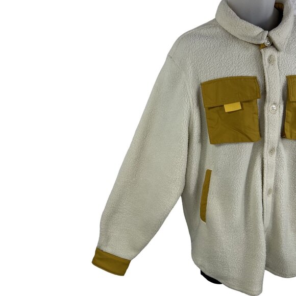 WESC NWT Sweden Sherpa Cargo Shacket Unisex Men XL Women XXL Color Block Jacket - Picture 5 of 16